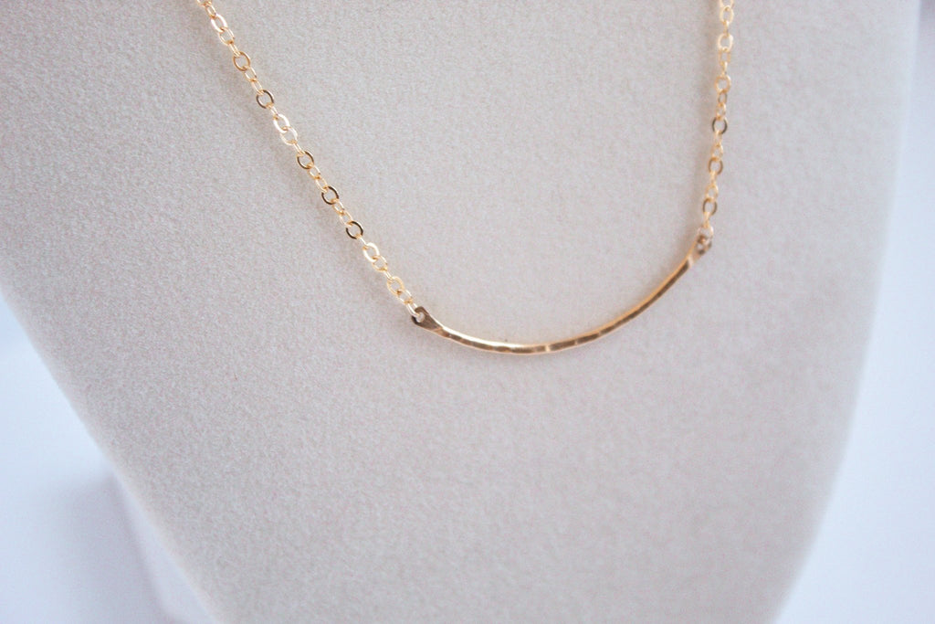 Hammered Curved Bar Necklace | Classic & Simple - The Always Busy Mama