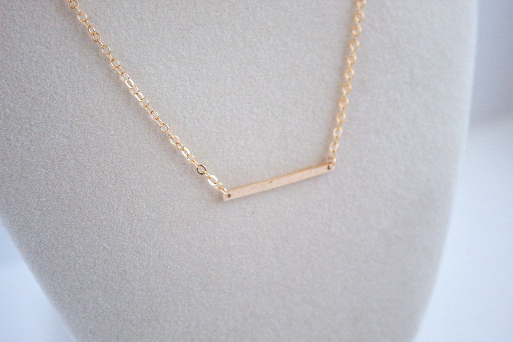 Hammered Bar Necklace | Classic & Simple - The Always Busy Mama