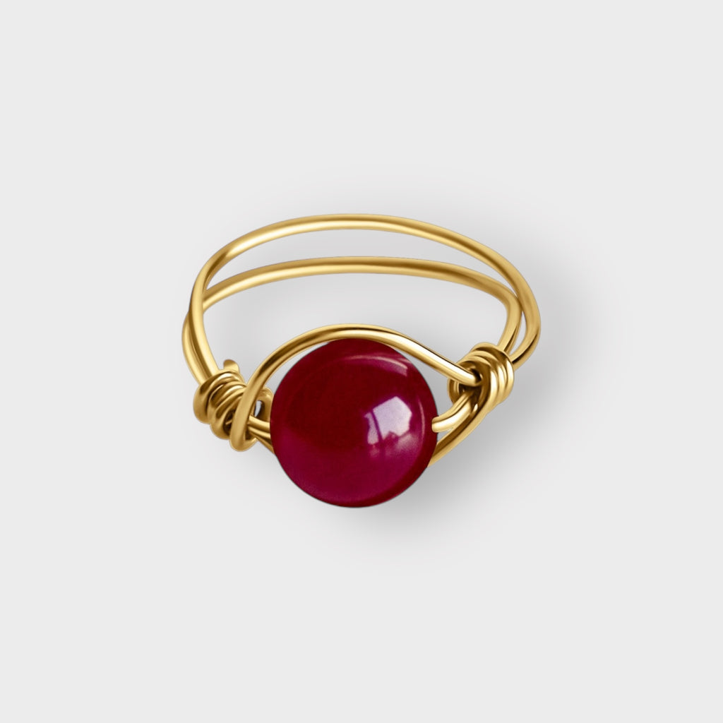 Garnet Wire Wrapped Ring - The Always Busy Mama