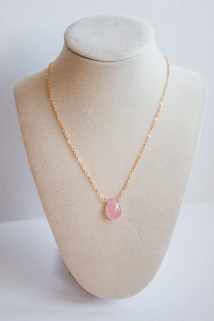 Rose Quartz Necklace | The Serenity Drop - The Always Busy Mama