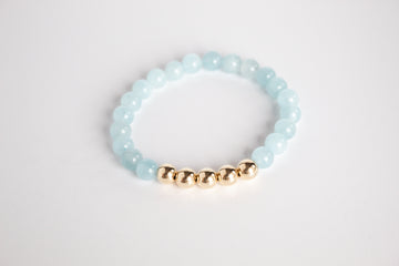 Handmade Aquamarine and 14K Gold Filled Beaded Stretch Bracelet by Olivia on The Always Busy Mama team