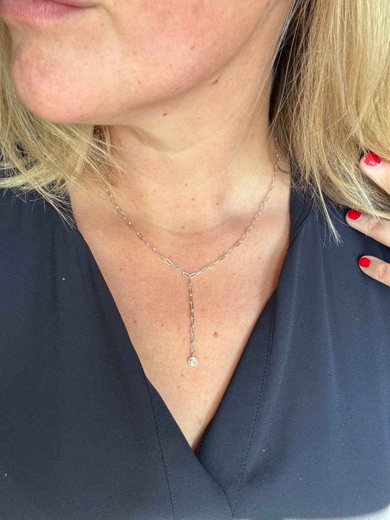 Spark Drop Paperclip Necklace - The Always Busy Mama