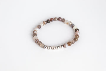 Handmade Botswana Agate and Sterling Silver Beaded Stretch Bracelet by Olivia on The Always Busy Mama team