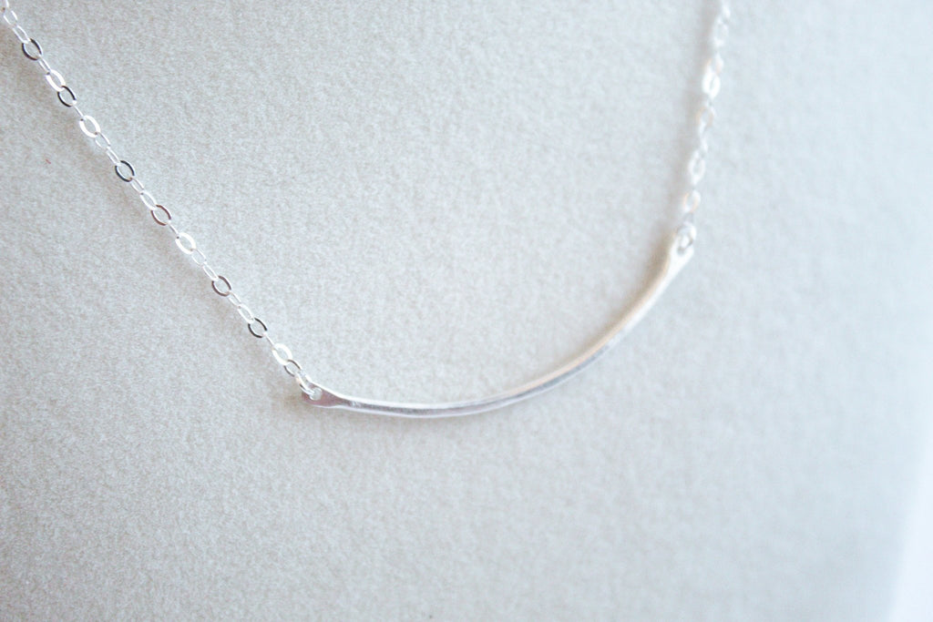 Hammered Curved Bar Necklace | Classic & Simple - The Always Busy Mama