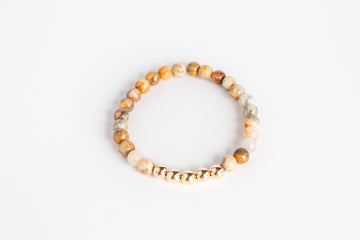 Handmade Crazy Agate gemstone and 14K gold filled Beaded Stretch Bracelet by Olivia on The Always Busy Mama team