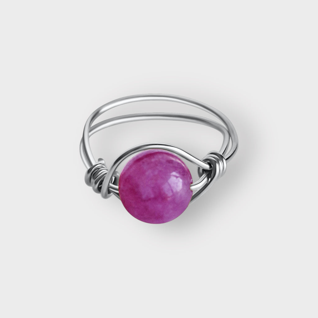 Pink Tourmaline Wire - Wrapped Gemstone Ring - The Always Busy Mama