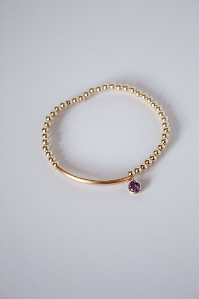 Bar + 14k Gold Filled Bead Stretch Bracelet | Custom Moments - The Always Busy Mama
