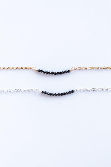 Moments and Milestone chain bracelet with conus gemstones on a sterling silver or 14k gold filled chain.