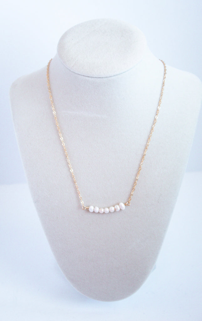 Moments and Milestone chain necklace with potato pearls on a 14K gold-filled chain.