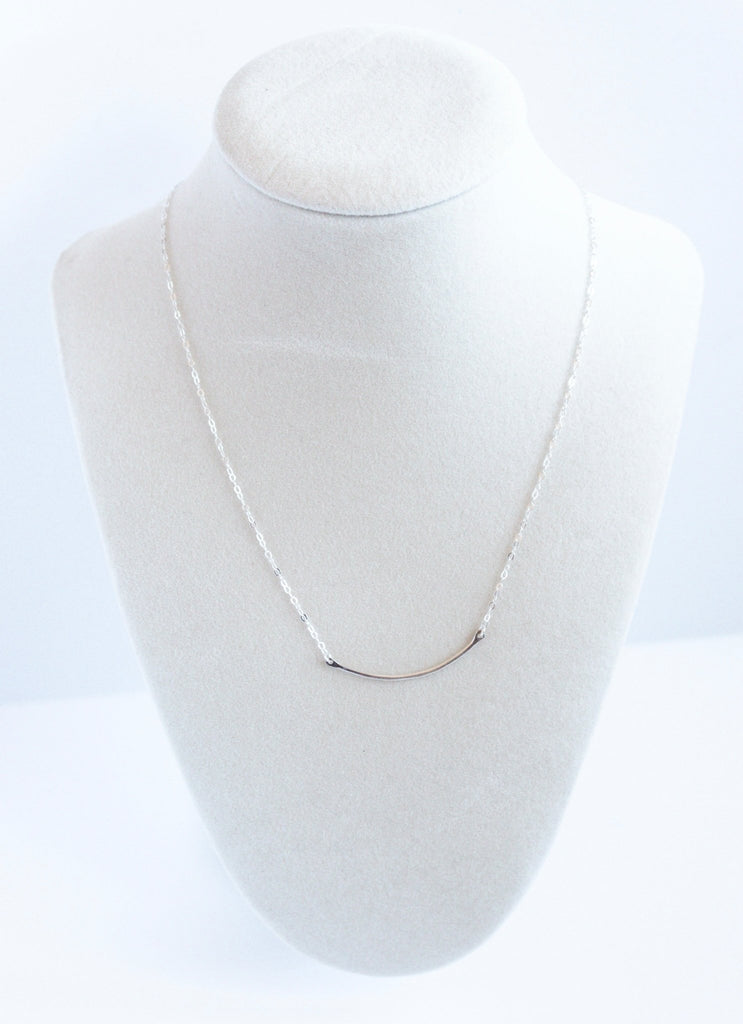 Hammered Curved Bar Necklace | Classic & Simple - The Always Busy Mama