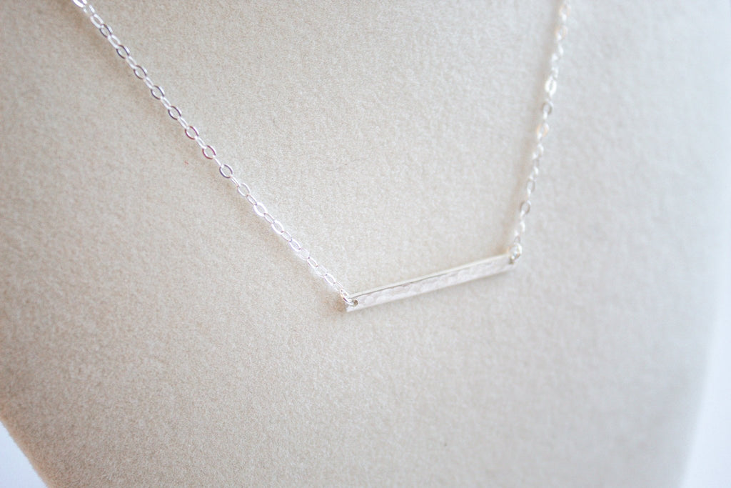 Hammered Bar Necklace | Classic & Simple - The Always Busy Mama